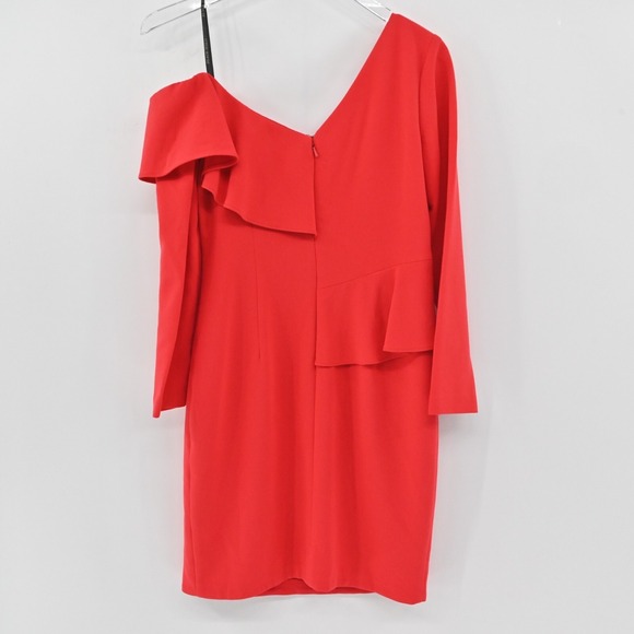 BLACK HALO Tava Dress Size 6‎ Red Glamorous Ruffle Romantic Elegant Mini Sheath - Picture 3 of 13